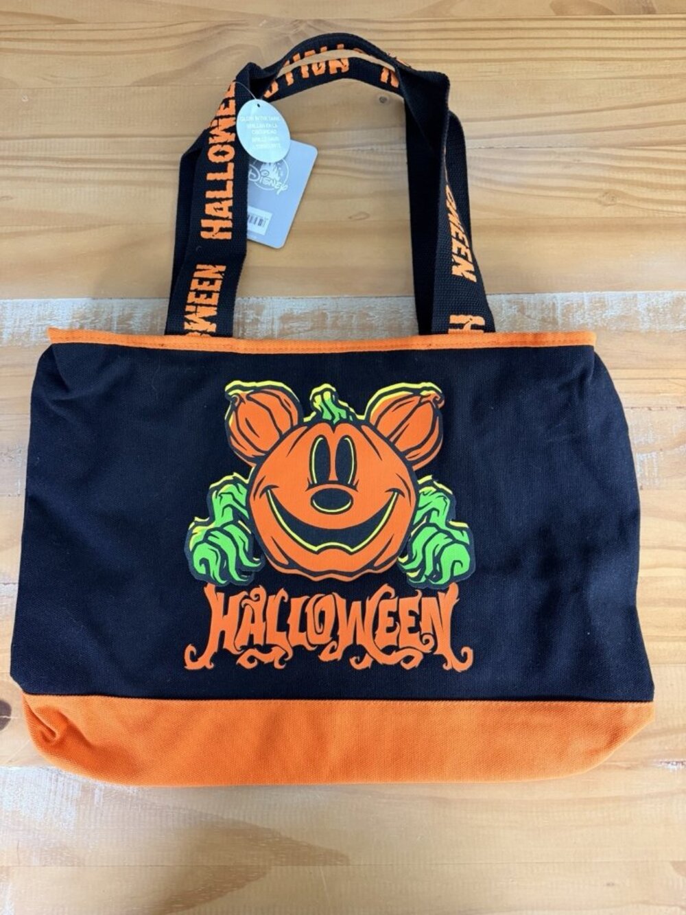 NWT Halloween Disney Pumpkin MickeyMouse Tote Bag Spooky Trick Or Treat NEW